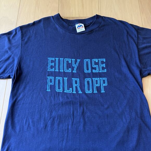 Vintage F**k Off Shirt XL Blue 80s EIICY OSE POLAR OPP Streetwear Punk New York - Picture 3 of 8
